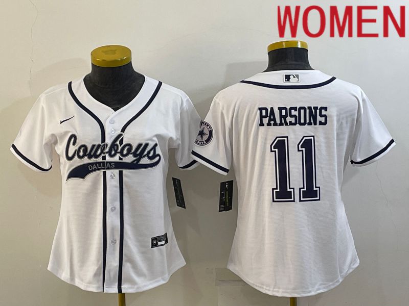Women Dallas Cowboys #11 Parsons White 2022 Nike Co branded NFL Jerseys->women nfl jersey->Women Jersey